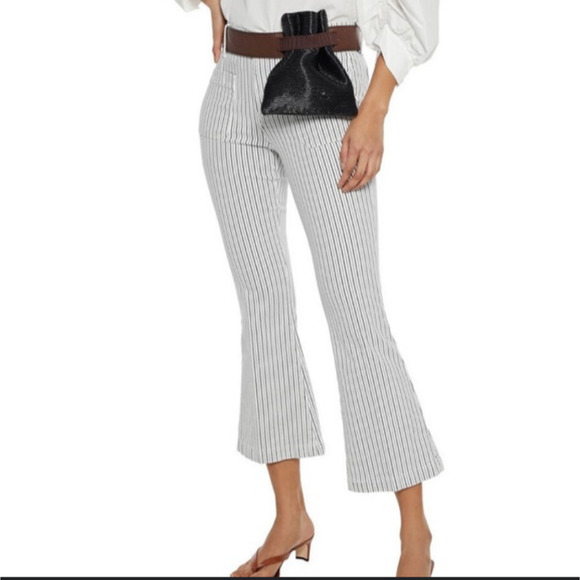Frame Jeans Black Striped Le Crop Mini Boot Cut Mid Rise Pants Size 26 New